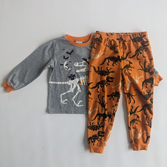 Jellifish Kids 4T Dinosaur Skeleton Unisex Pajama Set - Picture 1 of 5